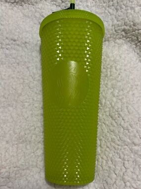 NWT Starbucks Neon Lime Studded Cold Cup w/ Straw